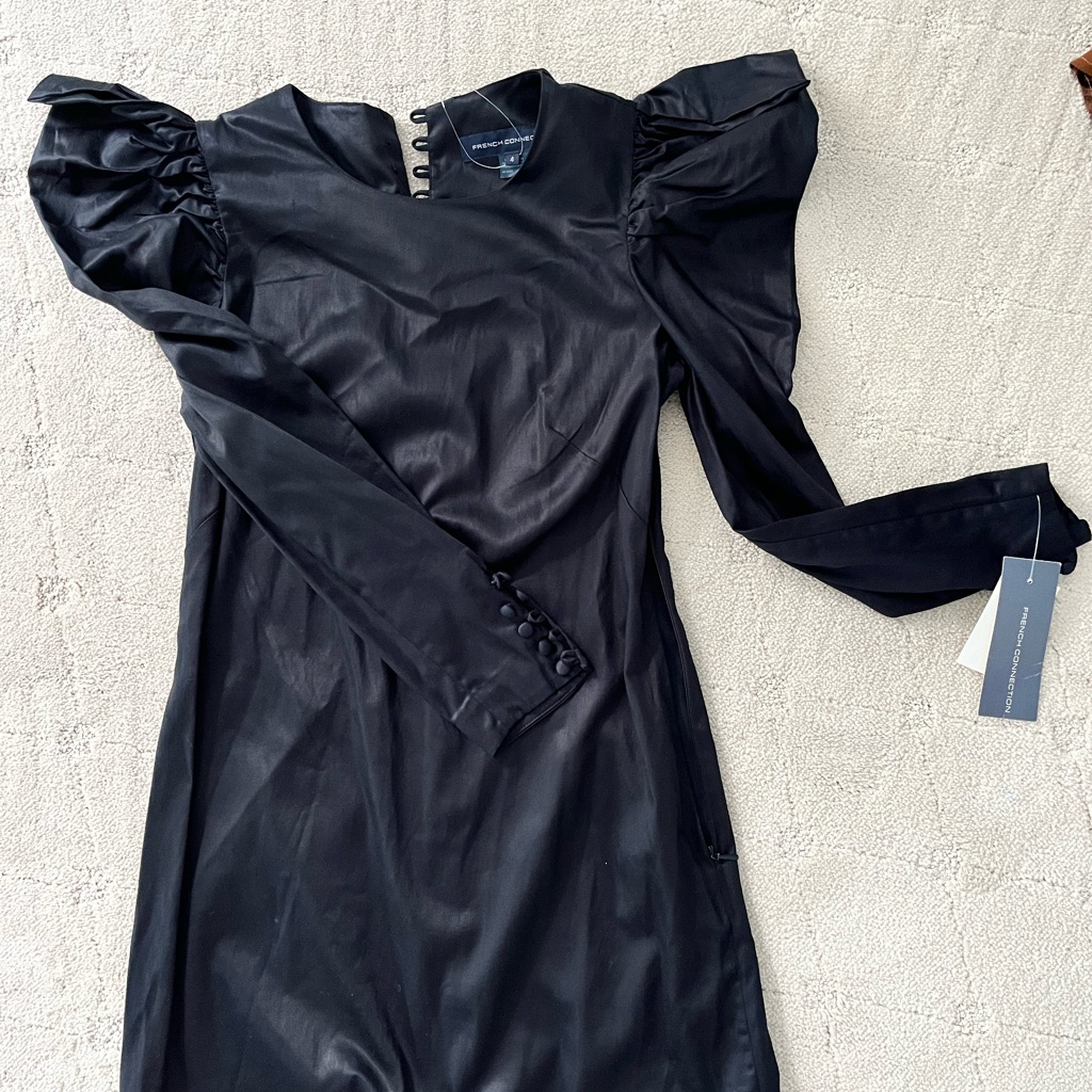 French Connection Puff Sleeve Button Mini Dress